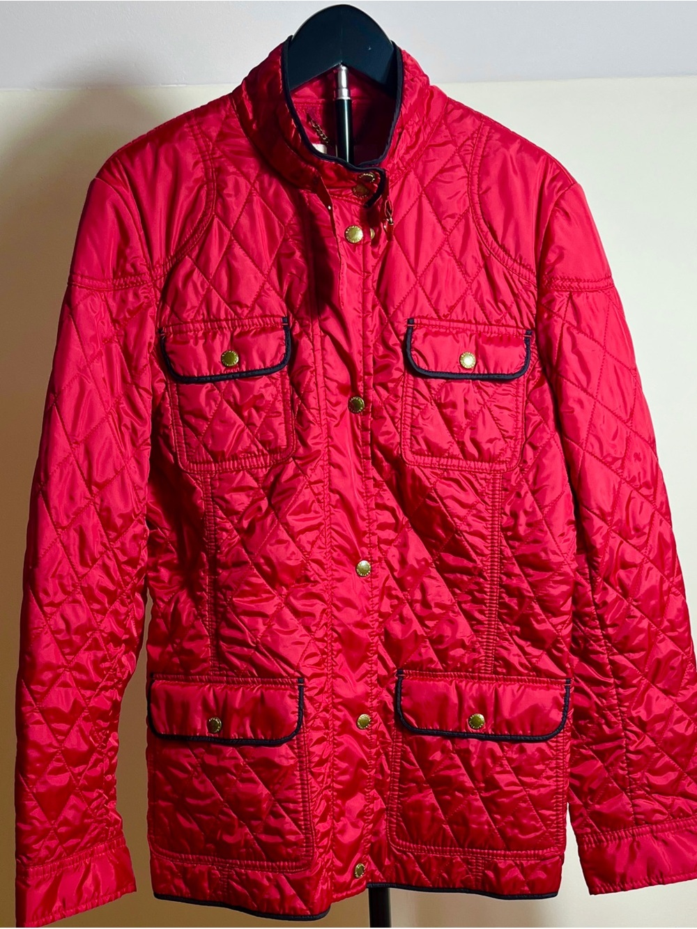 Banana Republic Quilted Bright Red Puffer Jacket